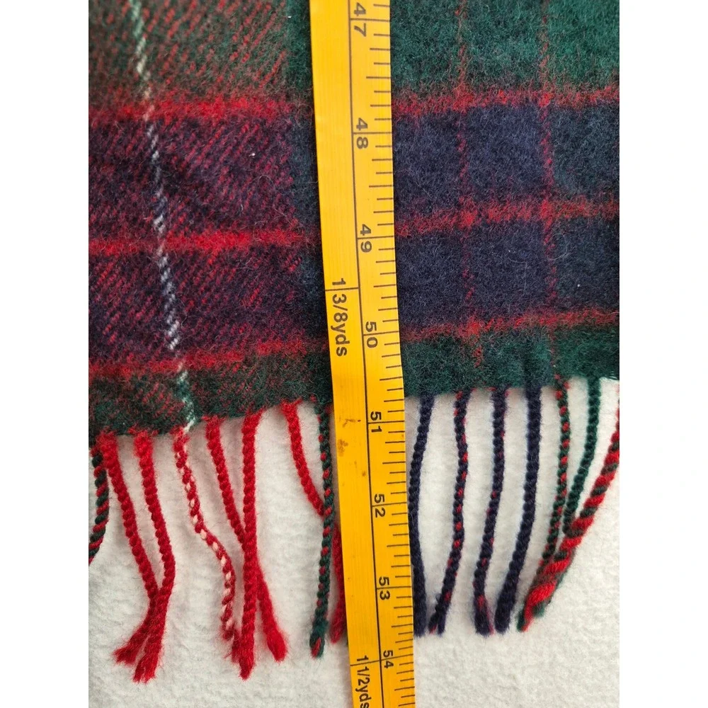 James Pringle Weavers Red Green Plaid 100% Lambswool Scarf Scotland Fringed